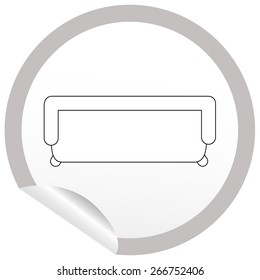 Flat sofa icon on sticker for floor plan outline. Line editable EPS10 vector furniture illustration. View from above