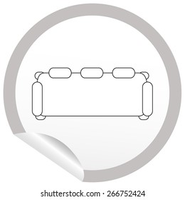 Flat sofa icon on sticker for floor plan outline. Line editable EPS10 vector furniture illustration. View from above
