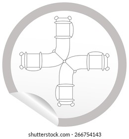 Flat sofa icon on sticker for floor plan outline. Line editable EPS10 vector furniture illustration. View from above