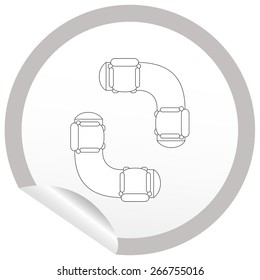 Flat sofa icon on sticker for floor plan outline. Line editable EPS10 vector furniture illustration. View from above