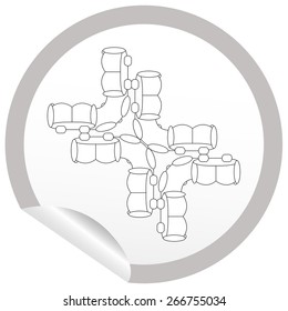 Flat sofa icon on sticker for floor plan outline. Line editable EPS10 vector furniture illustration. View from above