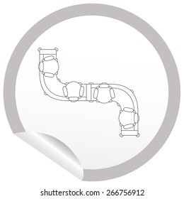 Flat sofa icon on sticker for floor plan outline. Line editable EPS10 vector furniture illustration. View from above
