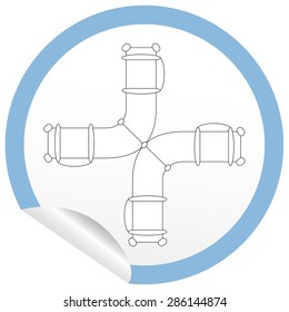 Flat sofa icon on sticker for floor plan outline. Line editable EPS10 vector furniture illustration. View from above