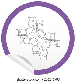 Flat sofa icon on sticker for floor plan outline. Line editable EPS10 vector furniture illustration. View from above