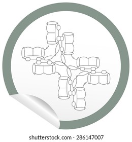 Flat sofa icon on sticker for floor plan outline. Line editable EPS10 vector furniture illustration. View from above