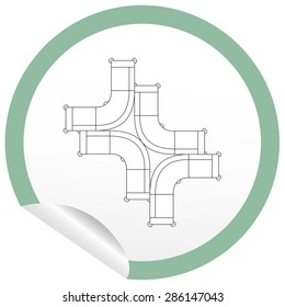 Flat sofa icon on sticker for floor plan outline. Line editable EPS10 vector furniture illustration. View from above