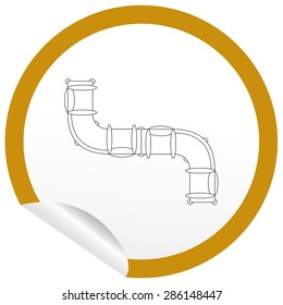 Flat sofa icon on sticker for floor plan outline. Line editable EPS10 vector furniture illustration. View from above