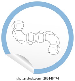Flat sofa icon on sticker for floor plan outline. Line editable EPS10 vector furniture illustration. View from above