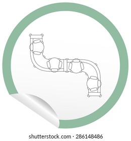 Flat sofa icon on sticker for floor plan outline. Line editable EPS10 vector furniture illustration. View from above