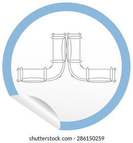 Flat sofa icon on sticker for floor plan outline. Line editable EPS10 vector furniture illustration. View from above