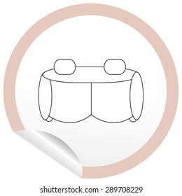 Flat sofa icon on sticker for floor plan outline. Line editable EPS10 vector furniture illustration. View from above