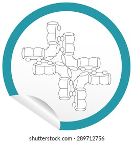 Flat sofa icon on sticker for floor plan outline. Line editable EPS10 vector furniture illustration. View from above