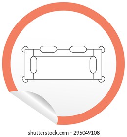 Flat sofa icon on sticker for floor plan outline. Line editable EPS10 vector furniture illustration. View from above