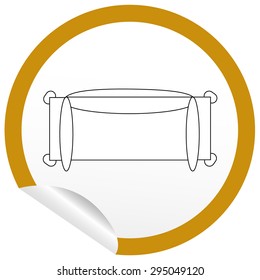 Flat sofa icon on sticker for floor plan outline. Line editable EPS10 vector furniture illustration. View from above