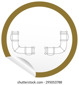 Flat sofa icon on sticker for floor plan outline. Line editable EPS10 vector furniture illustration. View from above