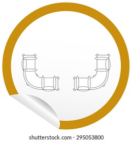 Flat sofa icon on sticker for floor plan outline. Line editable EPS10 vector furniture illustration. View from above