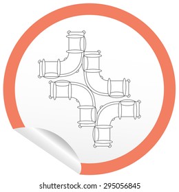 Flat sofa icon on sticker for floor plan outline. Line editable EPS10 vector furniture illustration. View from above