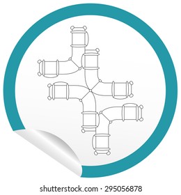 Flat sofa icon on sticker for floor plan outline. Line editable EPS10 vector furniture illustration. View from above