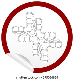 Flat sofa icon on sticker for floor plan outline. Line editable EPS10 vector furniture illustration. View from above