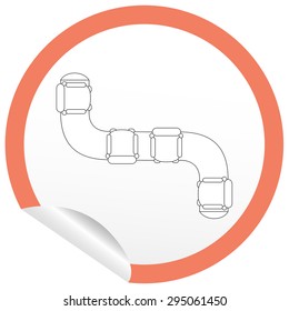 Flat sofa icon on sticker for floor plan outline. Line editable EPS10 vector furniture illustration. View from above
