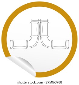Flat sofa icon on sticker for floor plan outline. Line editable EPS10 vector furniture illustration. View from above