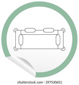 Flat sofa icon on sticker for floor plan outline. Line editable EPS10 vector furniture illustration. View from above