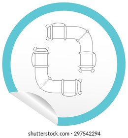 Flat sofa icon on sticker for floor plan outline. Line editable EPS10 vector furniture illustration. View from above