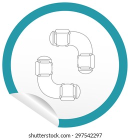 Flat sofa icon on sticker for floor plan outline. Line editable EPS10 vector furniture illustration. View from above