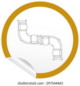 Flat sofa icon on sticker for floor plan outline. Line editable EPS10 vector furniture illustration. View from above