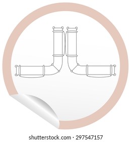 Flat sofa icon on sticker for floor plan outline. Line editable EPS10 vector furniture illustration. View from above