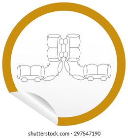 Flat sofa icon on sticker for floor plan outline. Line editable EPS10 vector furniture illustration. View from above