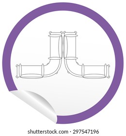 Flat sofa icon on sticker for floor plan outline. Line editable EPS10 vector furniture illustration. View from above