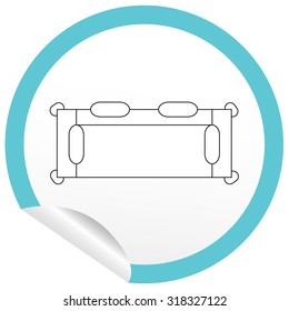 Flat sofa icon on sticker for floor plan outline. Line editable EPS10 vector furniture illustration. View from above