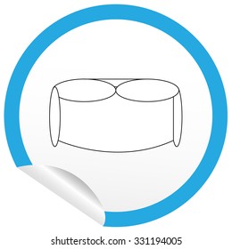 Flat sofa icon on sticker for floor plan outline. Line editable EPS10 vector furniture illustration. View from above