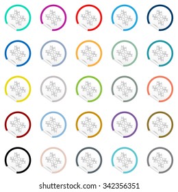 Flat sofa icon on sticker for floor plan outline. Line editable EPS10 vector furniture illustration. View from above
