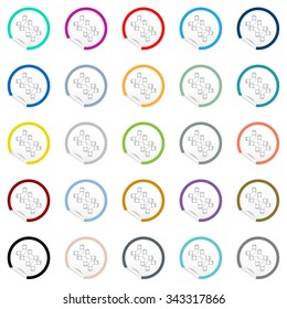 Flat sofa icon on sticker for floor plan outline. Line editable EPS10 vector furniture illustration. View from above