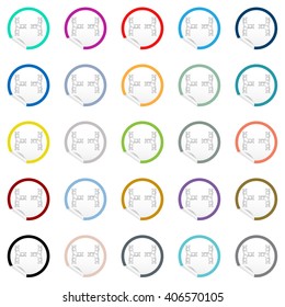 Flat sofa icons on sticker for floor plan outline. Line EPS10 vector furniture illustration. View from above