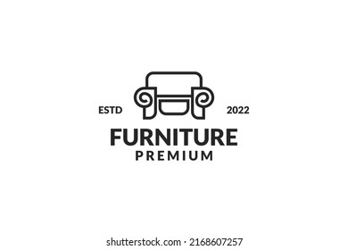 Flat sofa logo design vector template