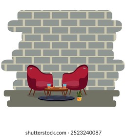 flat sofa set illustration art