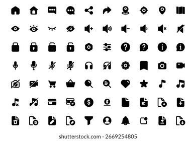 Flat Solid User Interface Icons. web and app Ui icon set pack 