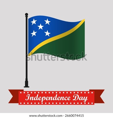 Flat Solomon Islands Independence Day With Waving Flag