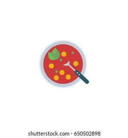 Flat Soup Element. Vector Illustration Of Flat Broth Isolated On Clean Background. Can Be Used As Soup, Broth And Bowl Symbols.