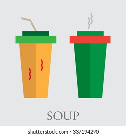 Flat soup vector icons collection. 