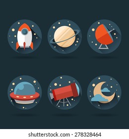 Flat Space Icons. Vector illustrator EPS 10
