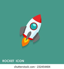 Flat space rocket. Vector business illustration