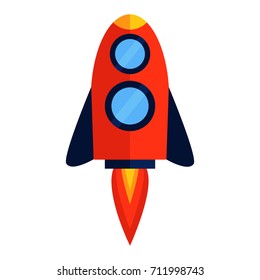 Flat space ship rocket vector illustration