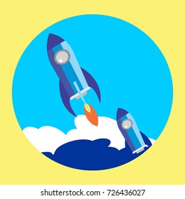 Flat Space Shuttle Rocket Circle Icon