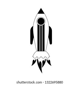 Flat spacecraft icon black and white lines -spaceship illustration-spacecraft symbol-science sign