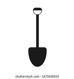 Flaches Spadesymbol. Schaufel zum Arbeiten im Garten, Wald oder Schneeabbau. Vektorillustration.