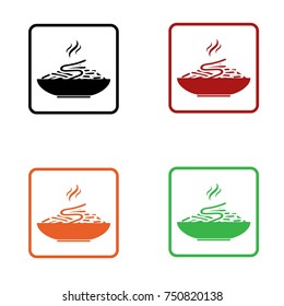 flat spaguetti dish icon editable in black orange red and green colors isolated for web and applications
